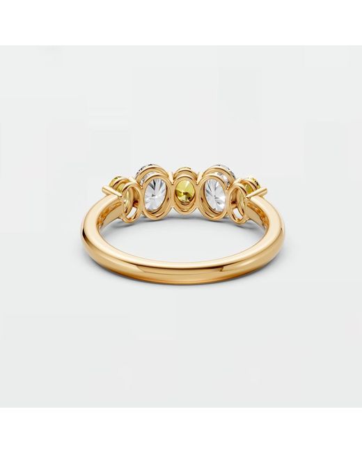 Aya Fine Jewelry Metallic Oval Five Stone Lab Diamond Wedding Band
