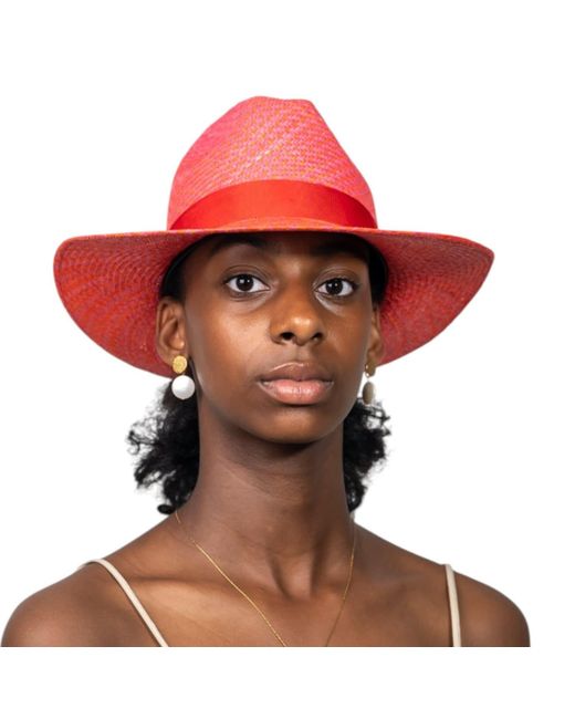 ORTUS Pink Pinuela Straw Panama Hat