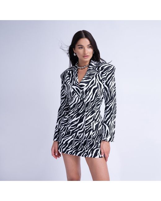 BLUZAT Zebra Print Blazer Dress in Black Lyst UK