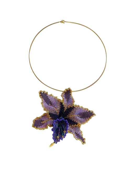 Iliana Arrazola Blue Orchid Choker, And Deep, Glass Beads, Beaded Jewelry