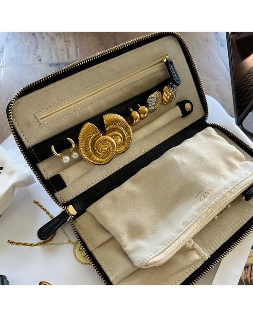Nazzar Black Neutrals Leather Jewelry Organizer Case