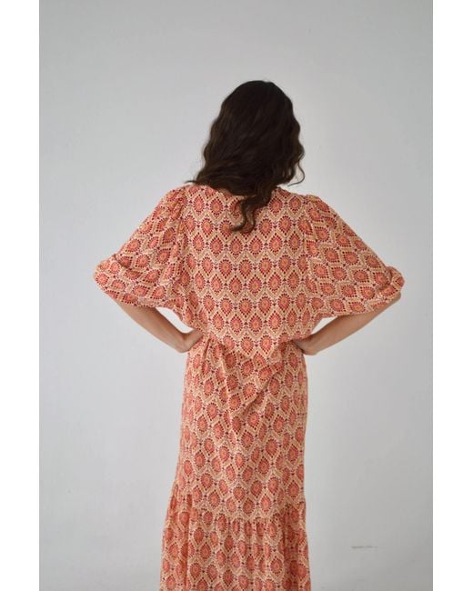 Mind Traveler Orange Mica Burgundy Dress
