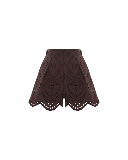 Thisisu Collection Brown Solstice Short -High Waist Broderie Short