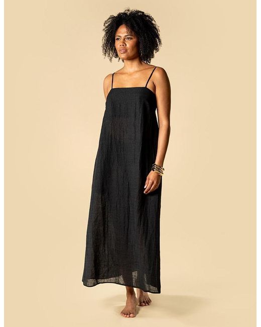 The Summer Edit Black Blake Luxe Linen Bandeau Dress