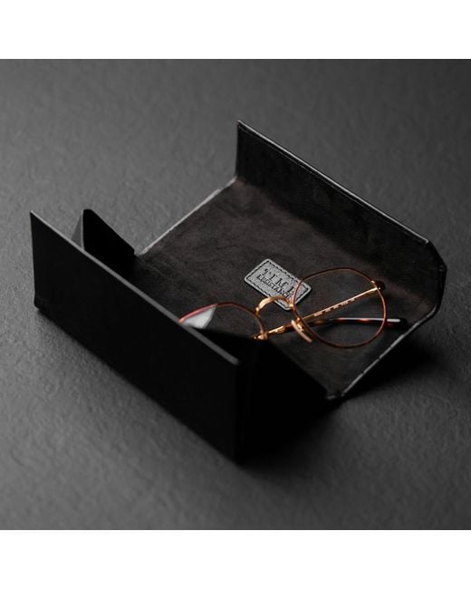 Time Resistance Black Foldable Leather Glasses Case for men