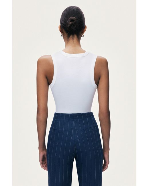 Nocturne Blue Pinstripe Wide Leg Trousers