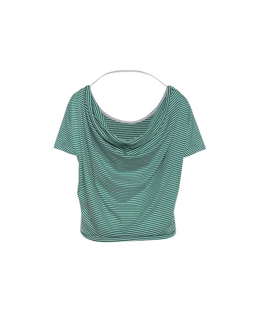 Conquista Green Striped Batwing Top