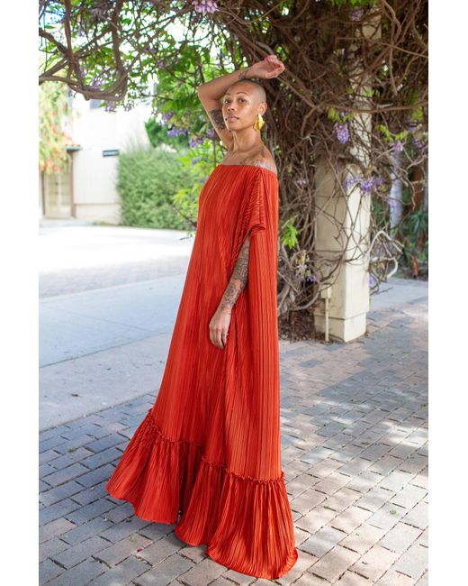 Jennafer Grace Red Tatjana One-Shoulder Maxi Dress