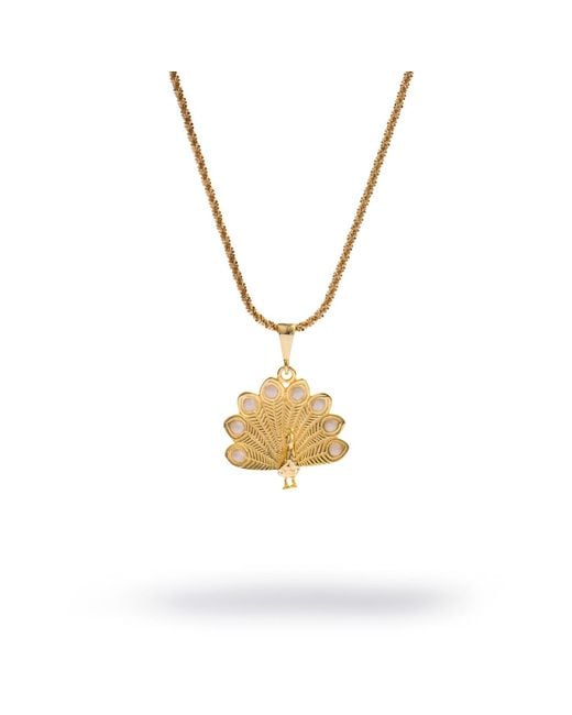 Ebru Jewelry Metallic Celestial Feather Enamel Necklace