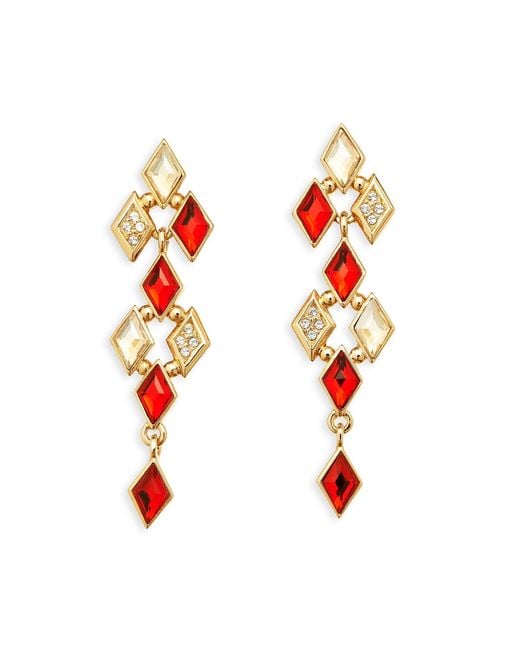 Grosse Red Light Siam, Clear & Golden Shadow Crystal Statement Drop Earrings, Series Glitter