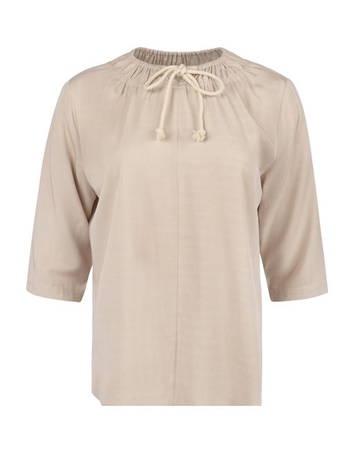Lou&Up (Formerly Loup Clothing) Natural Neutrals Sand Drawstring Top
