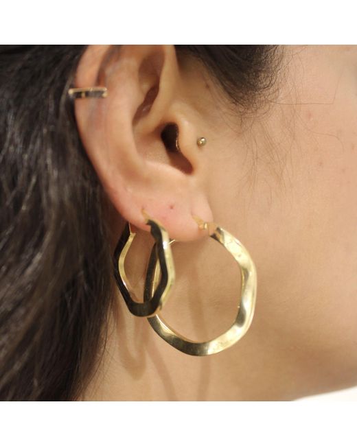 1610Istanbul Metallic Amorphous Minimal Hoop Earrings
