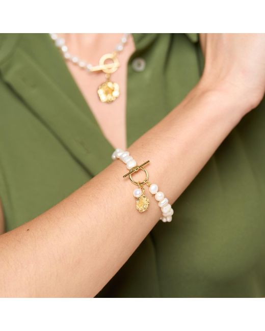 Pearls of the Orient Online Metallic Vita Cultured Freshwater Pearl Bracelet With Cherry Blossom Charm
