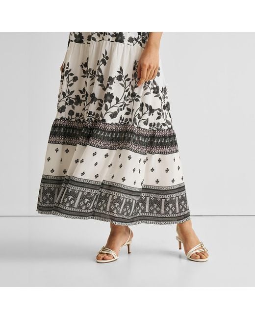 REISTOR White Strappy Tiered Maxi Crepe Dress