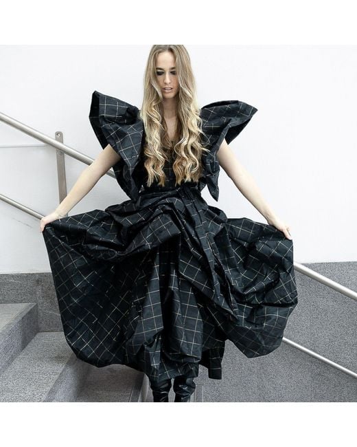 Miro Misljen Black Avant-Garde Silk Sculptural Dress