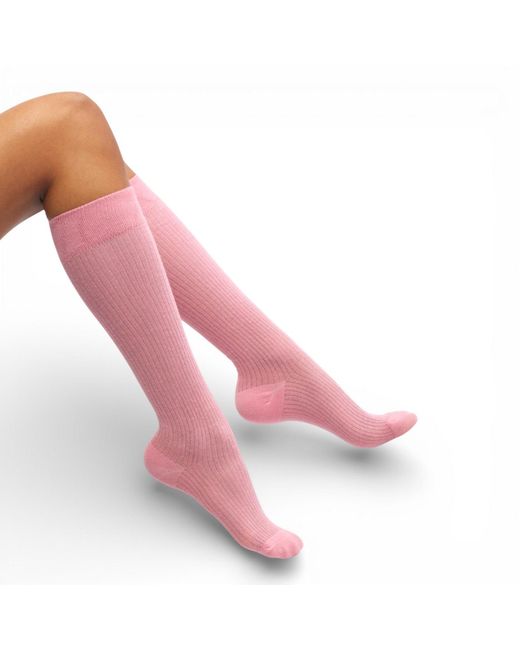 HIGH HEEL JUNGLE by KATHRYN EISMAN Pink Everything's Fine Semi-Sheer Rib Knee Socks