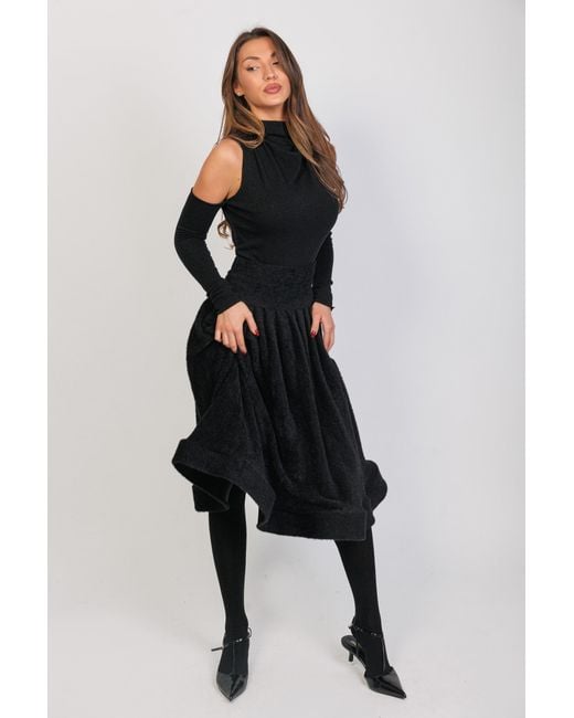 Maison Bogomil Black Cold-Shoulder Knit Jumpsuit