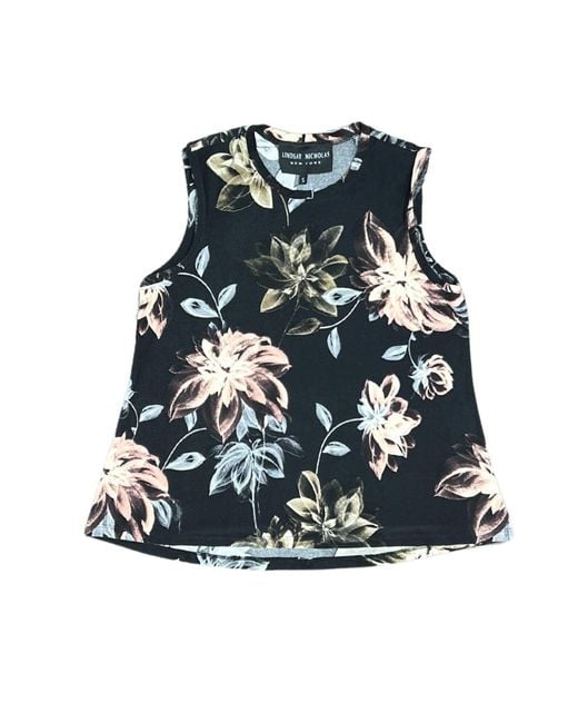 Lindsay Nicholas New York Blue Sleeveless Floral Jersey Shell