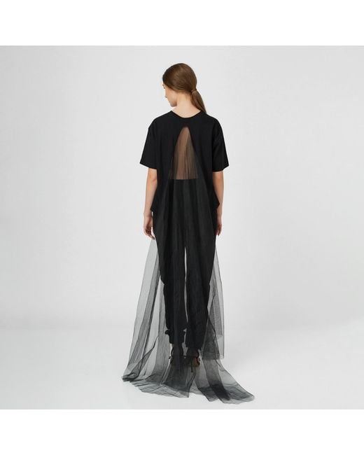 LIA ARAM Black Tulle Train Tee