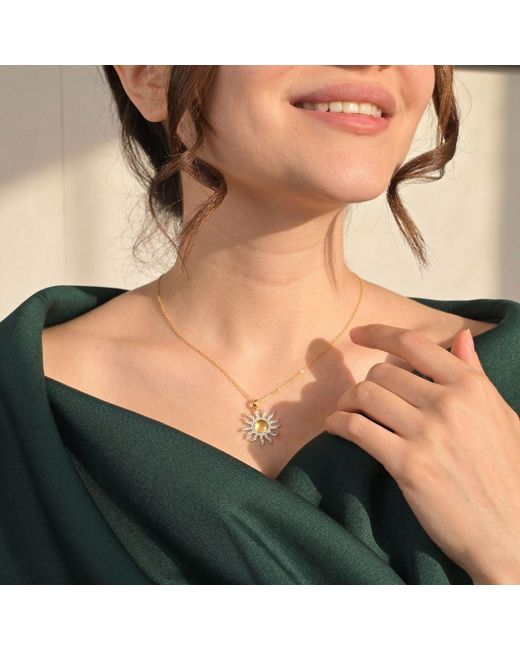 Harfi Metallic Plated Distant Sun Pendant Charm Necklace