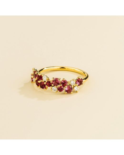Juvetti Metallic Starry Ruby & Diamond Cluster Ring