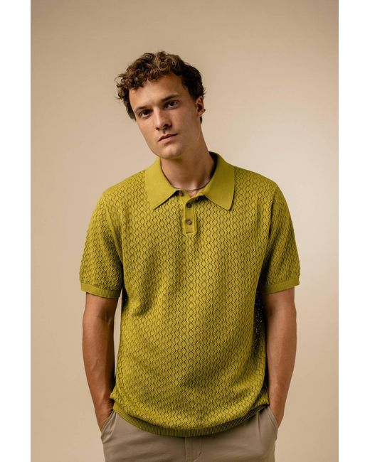 FELLA SWIM Yellow Lionel Chartreuse Knitted Polo for men
