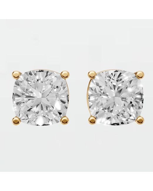 Aya Fine Jewelry White 3.14 Ct Cushion Cut Lab Diamond Stud Earrings