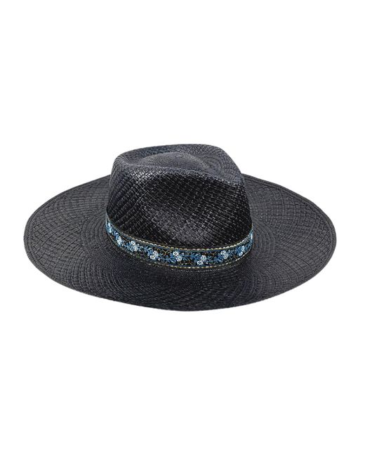 Ivy Ozzie Black Wide Brim Straw Fedora Hat