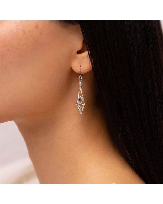Isla Silver Metallic Handmade Smokey Quartz & Citrine Drop Earrings