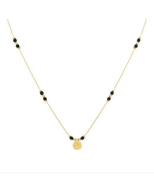 Olivia Le Metallic Journey Onyx Beaded Necklace With Coin