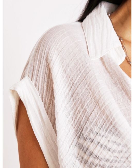 The Summer Edit White Georgia Crinkle Linen Wrap Dress