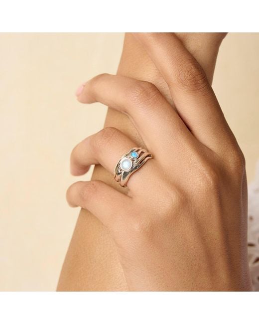 Isla Silver White Moonstone & Opal Ring
