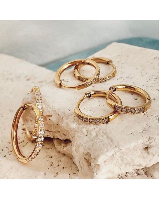 Evie Jewelry Metallic Sidewalk Necklace + Transition Sleeper Huggie Hoop Earrings