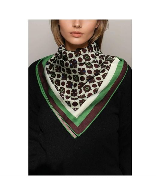 Jessie Zhao New York Black Double Sided Wool Silk Scarf Of Polka Dot Bloom