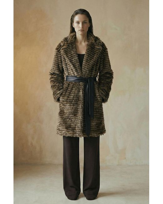 No Pattern Coat No'design Nome Long Belted Coat in Brown | Lyst