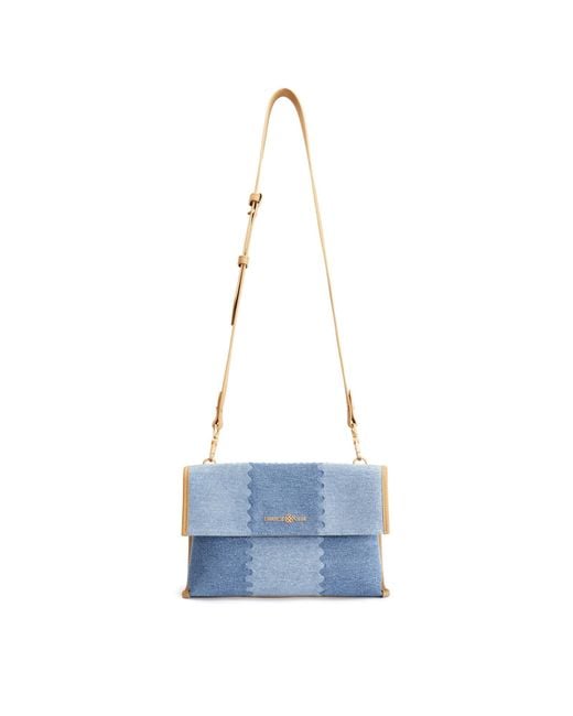 Orange Cube Blue Square Stitch Messenger Bag