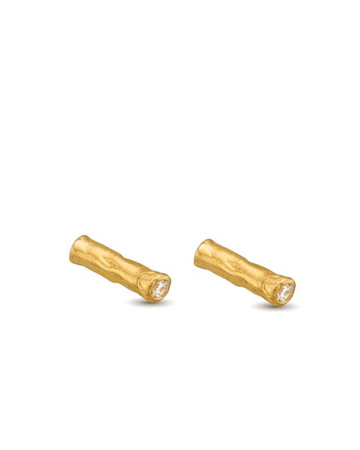 EVA REMENYI Metallic Wand Diamond Earrings 14K
