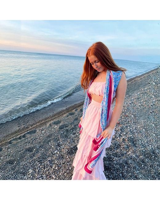 Evelyn & Kate Pink Elegant All Silk Scarf, C Pattern