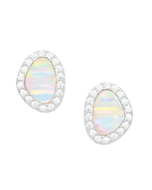 KAMARIA Metallic Opal Pebble Stud Earrings