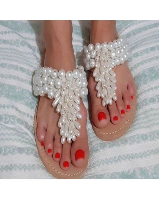 Sibylla Delphica White Jeweled Leather Sandals Full Of Pearls
