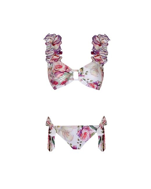Nur Karaata Pink Lily Bianca Short Waist Bikini Set