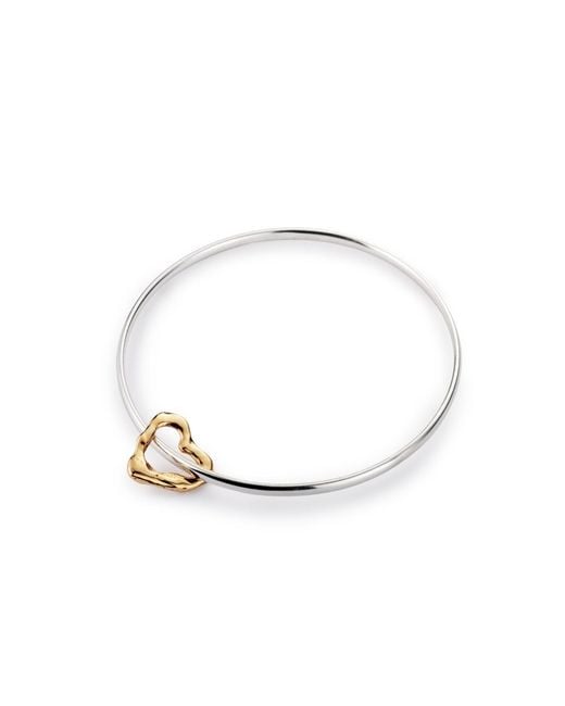 Lulu and Boo Jewellery Metallic Solid Charm Bangle With Nine Carat Molten Heart