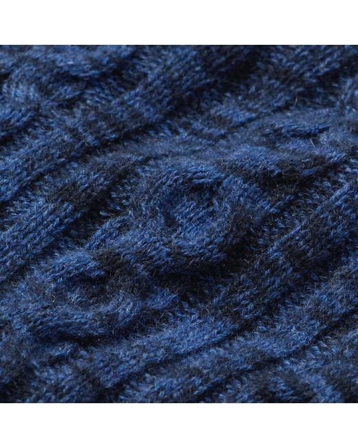 Salts Cashmere Blue Space Dyed Cable Crew Neck Sweater