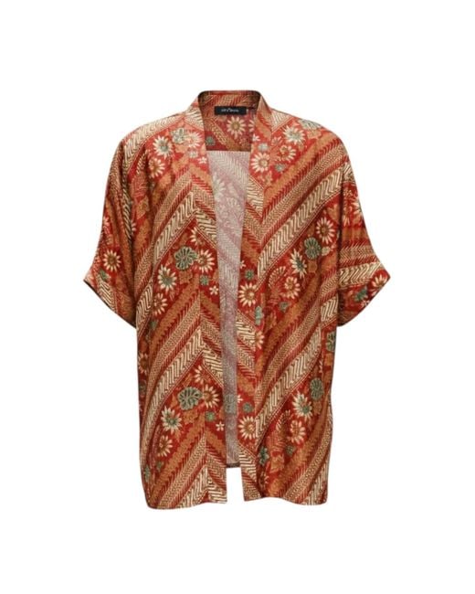ORIGIN OF HEARTS Brown Neutrals Imai Contemporary Kimono Shirt