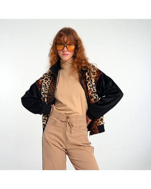 Lalipop Design Black Leopard Print Bomber Jacket