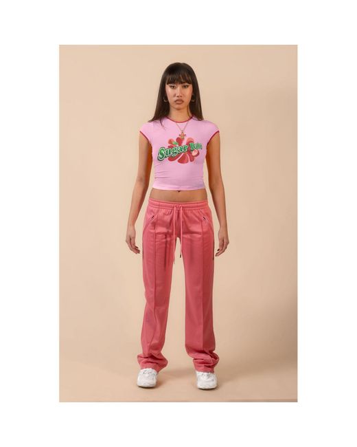 Elsie & Fred Sugar Baby Candy Pink Retro Fitted Ringer Style T-shirt