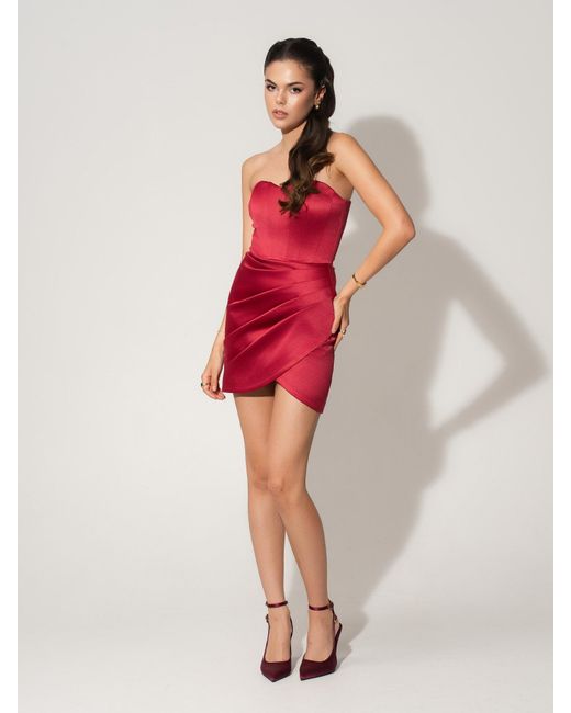 Tia Dorraine Red A Touch Of Glamour Satin Mini Dress