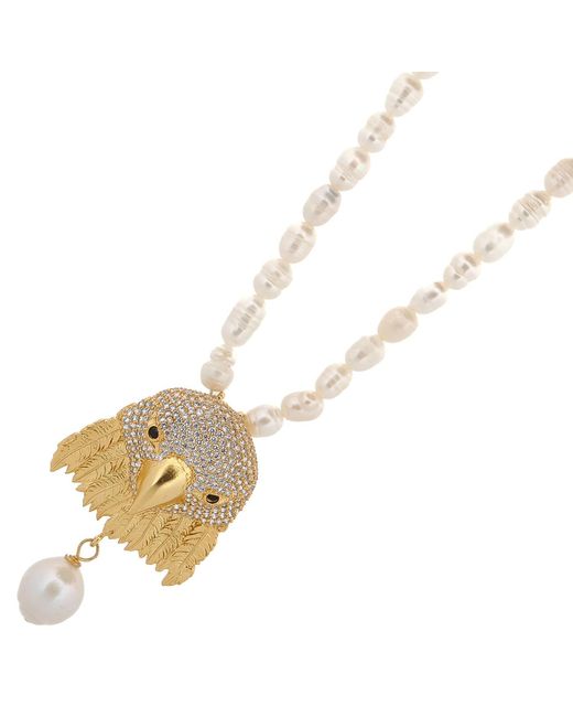 Ebru Jewelry Metallic Majestic Eagle Pearl Statement Necklace