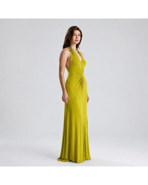 Maison De Gala Yellow Sienna Lime Halter Dress
