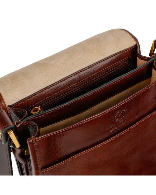 Time Resistance Brown Small Leather Messenger Bag for men